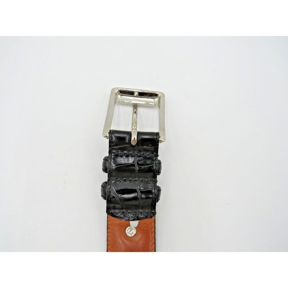 Polo Ralph Lauren Belt Mens 40 Black Leather Croc Embossed Dress Made in USA - Picture 4 of 9